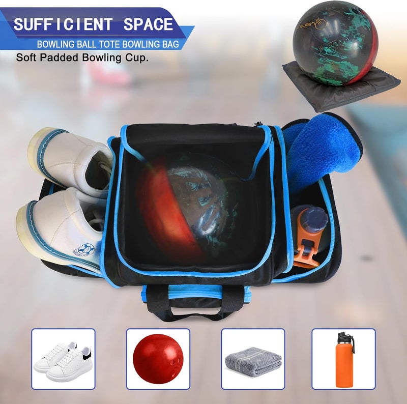 LARIPOP Bowling Ball Bag for Single Ball, 2022 Bowling Ball Tote Bowling bag with Padded Holder - Fits Shoes up to Mens Size 14 and Bowling Accessories - Image 3